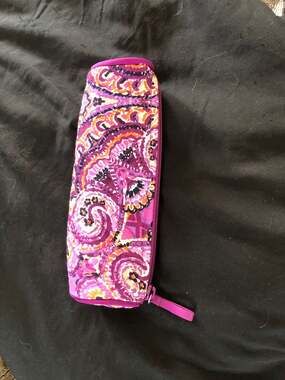 Vera Bradley Plum Crazy Quilted Brush & Pencil Case